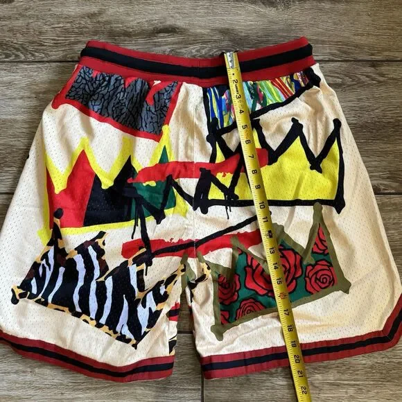 Crown Print Athletic Ball Shorts Men's Multicolor Large Historian Threads - Picture 6 of 9